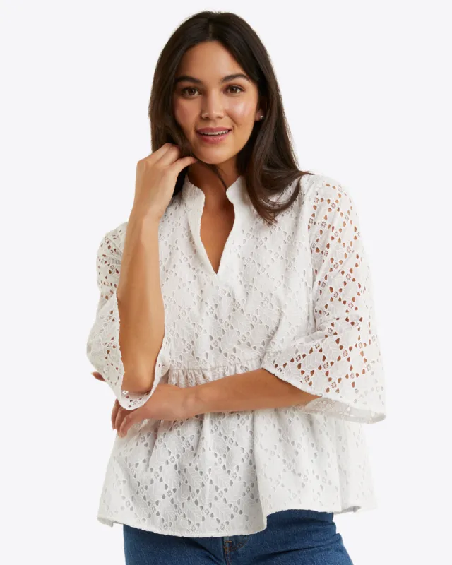 Maya Top in Eyelet sold by Draper James