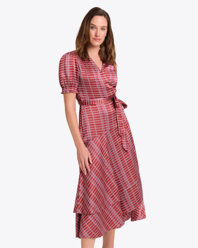 Naomi Wrap Dress in Dotted Grid sold by Draper James