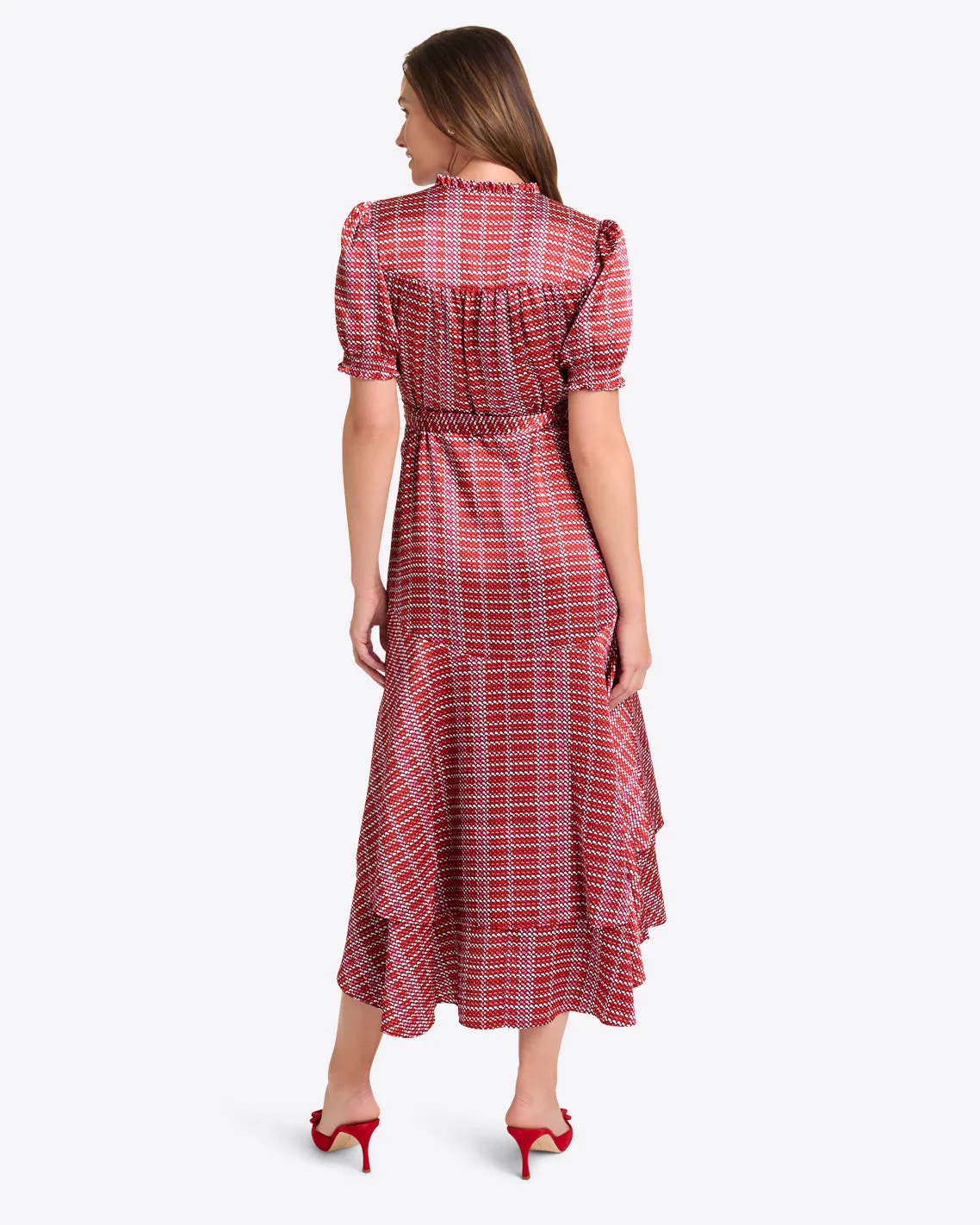 Naomi Wrap Dress in Dotted Grid sold by Draper James product image thumbnail 3