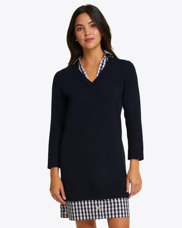 Wool and Cotton Combo Sweaterdress in Navy sold by Draper James