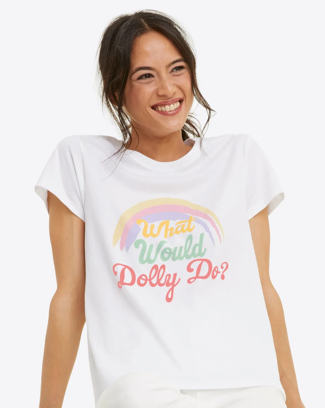What Would Dolly Do Rainbow T-Shirt sold by Draper James