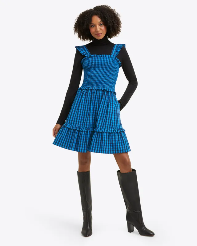Shania Smocked Dress in Blue Gingham sold by Draper James