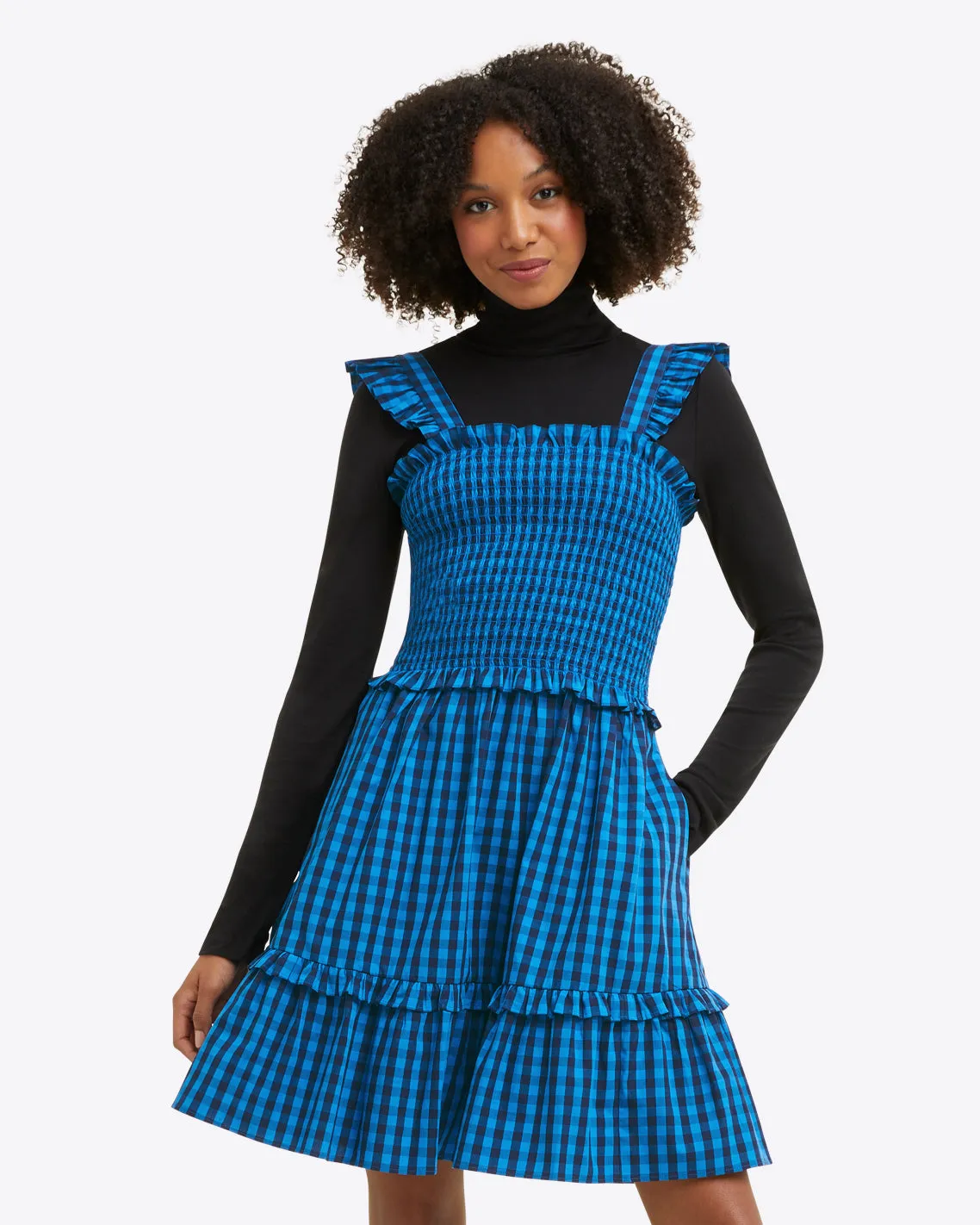 Shania Smocked Dress in Blue Gingham sold by Draper James product image thumbnail 4
