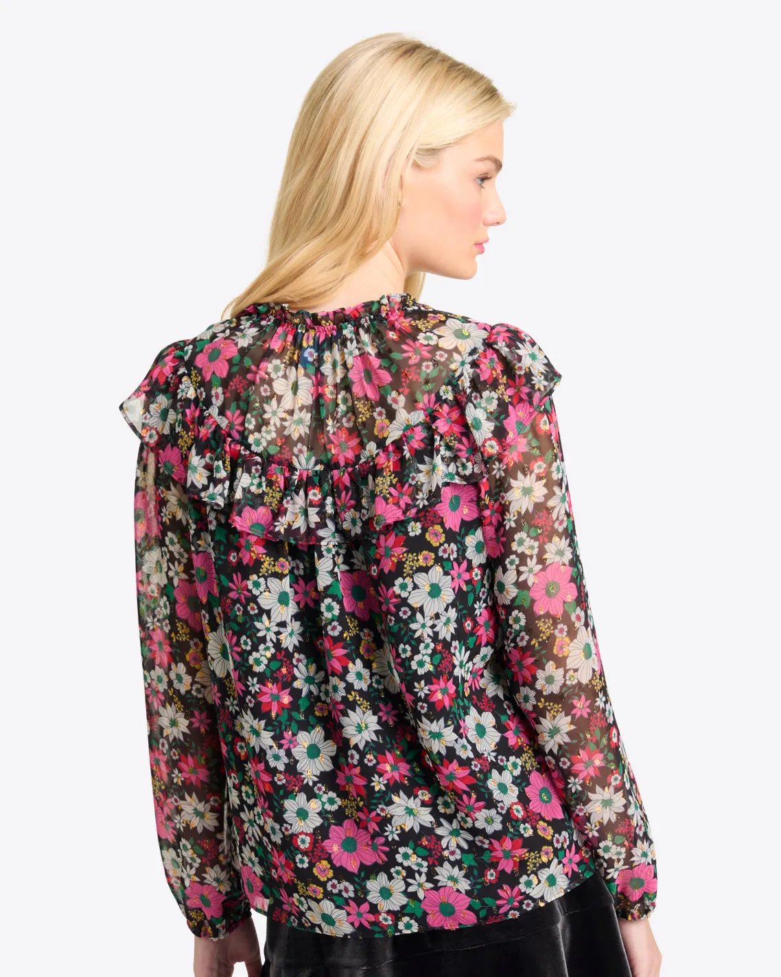 Callista Top in Amaryllis Fil Coupe sold by Draper James product image thumbnail 3