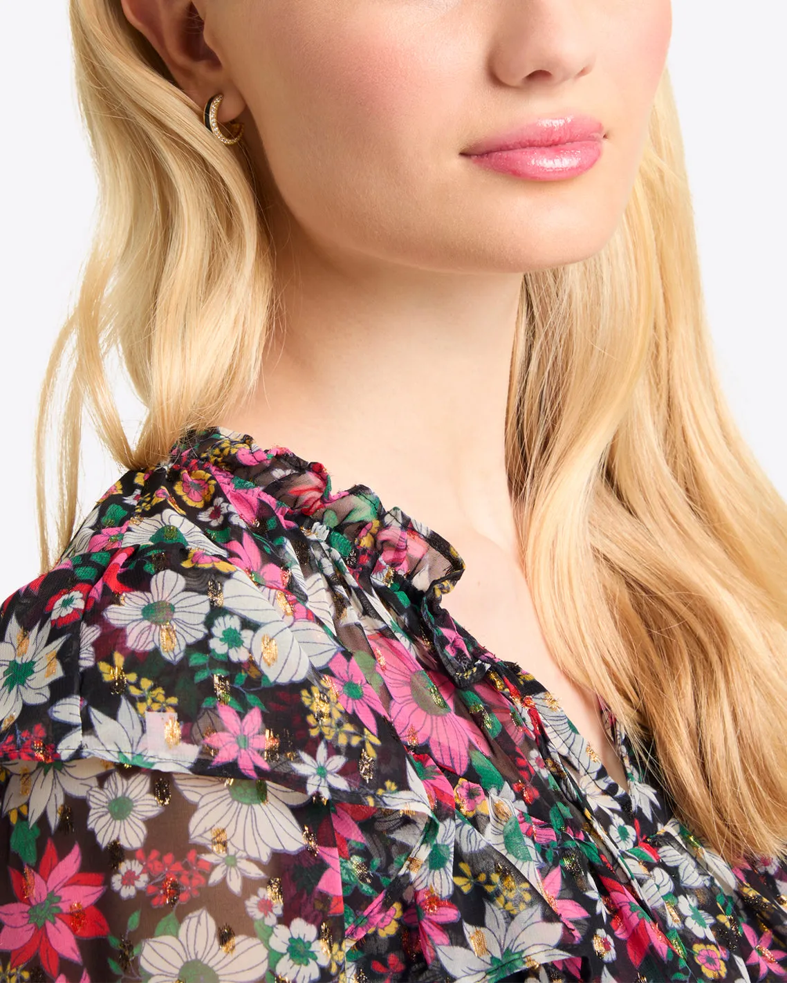 Callista Top in Amaryllis Fil Coupe sold by Draper James product image thumbnail 4