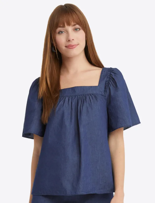 Maren Top in Chambray sold by Draper James