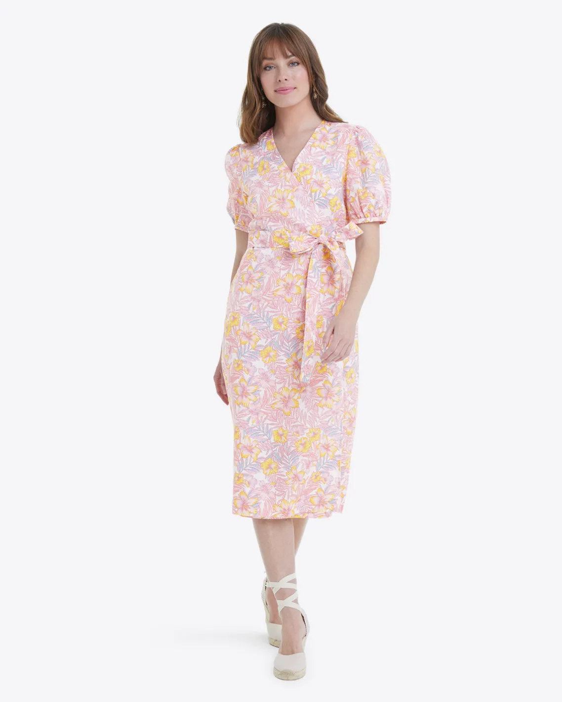 Rhonda Wrap Dress in Lily Floral sold by Draper James