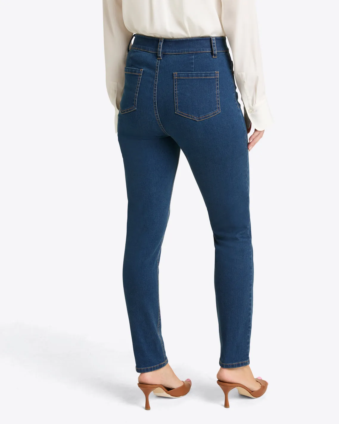 Mid-Rise Slim Jeans in Medium Wash sold by Draper James product image thumbnail 3