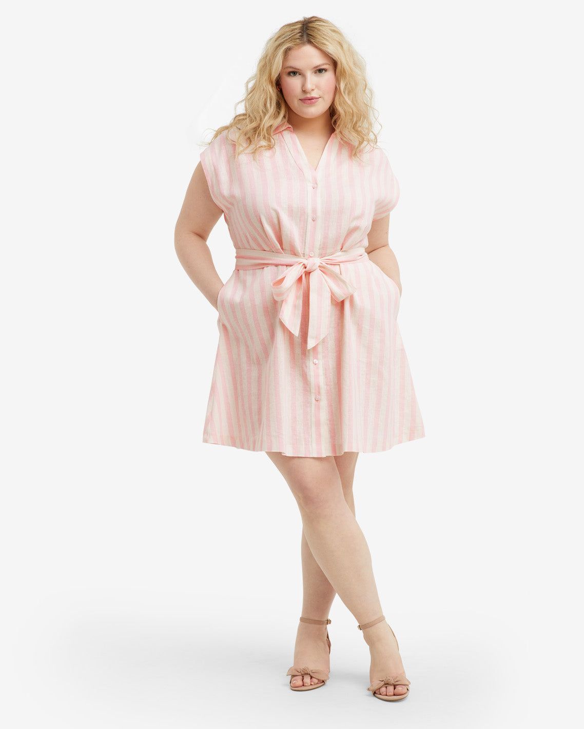 Trisha Shirtdress in Pink Cabana Stripe sold by Draper James