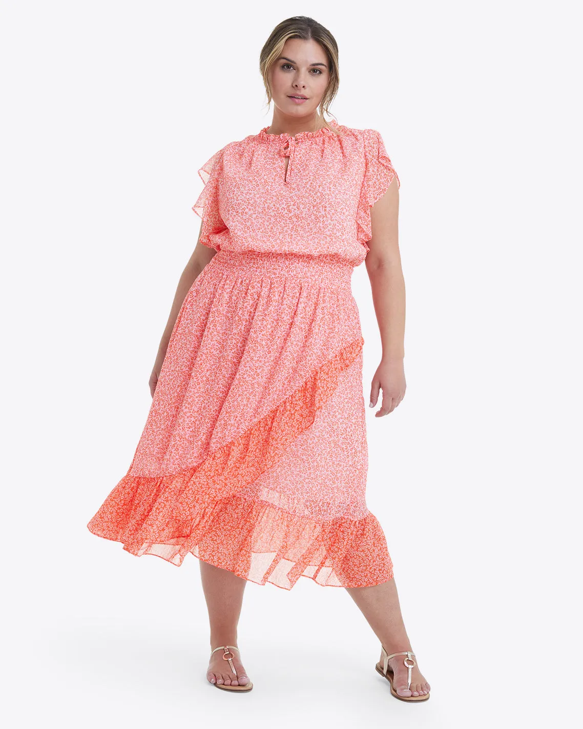 Tenille Dress in Tangerine Floral sold by Draper James product image thumbnail 4