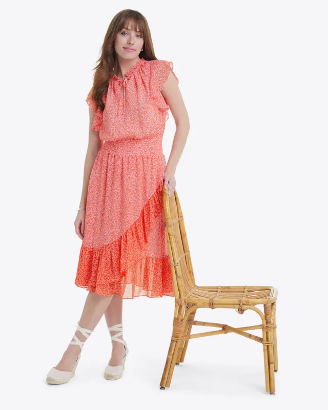 Tenille Dress in Tangerine Floral sold by Draper James