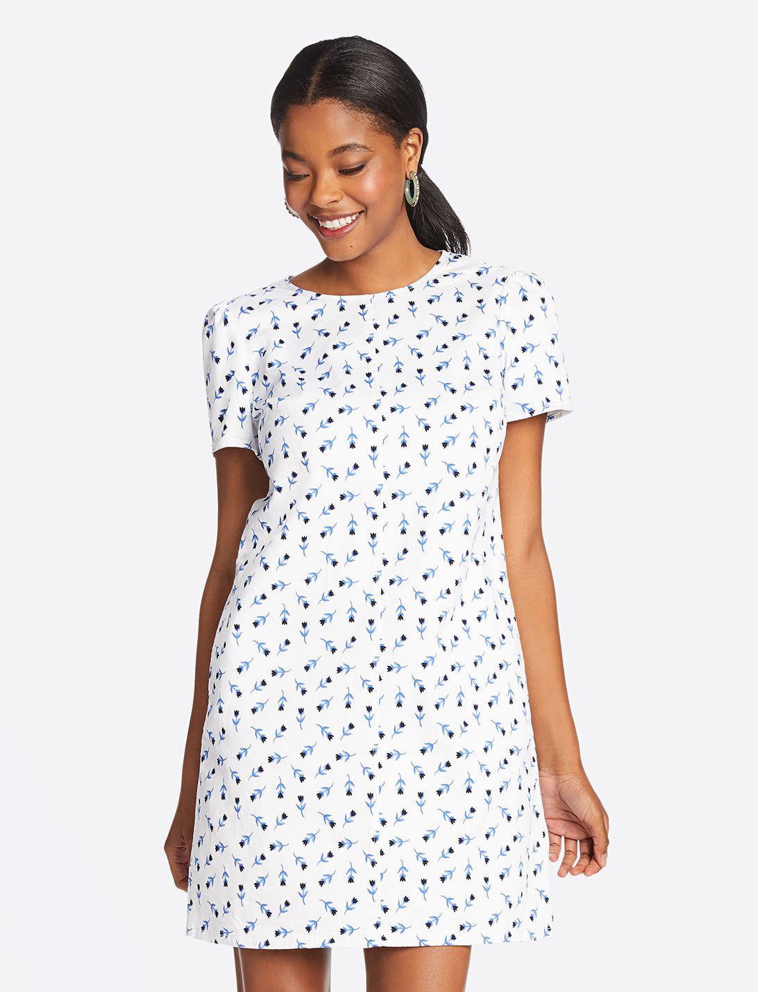 Printed Denim Shift sold by Draper James