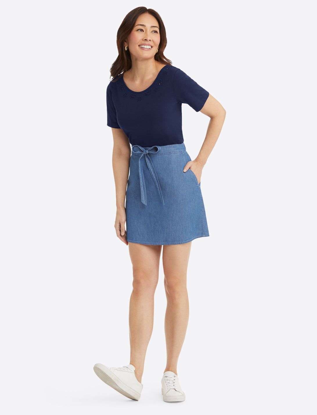 Embroidered Scoop Neck T-Shirt sold by Draper James product image thumbnail 4