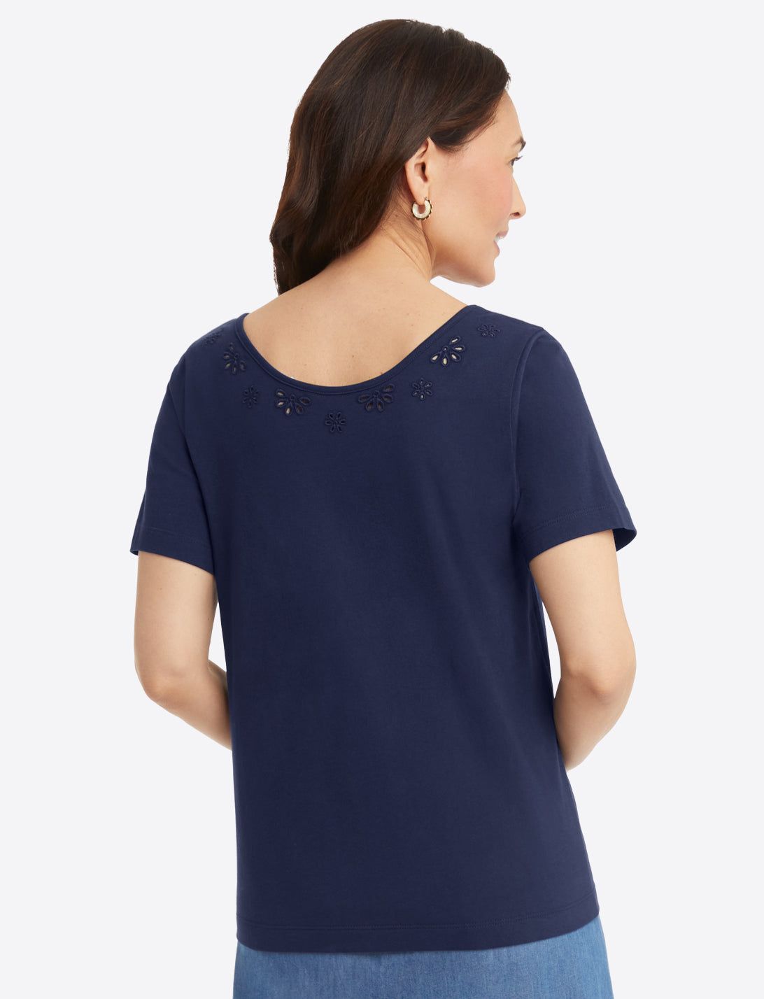 Embroidered Scoop Neck T-Shirt sold by Draper James product image thumbnail 3