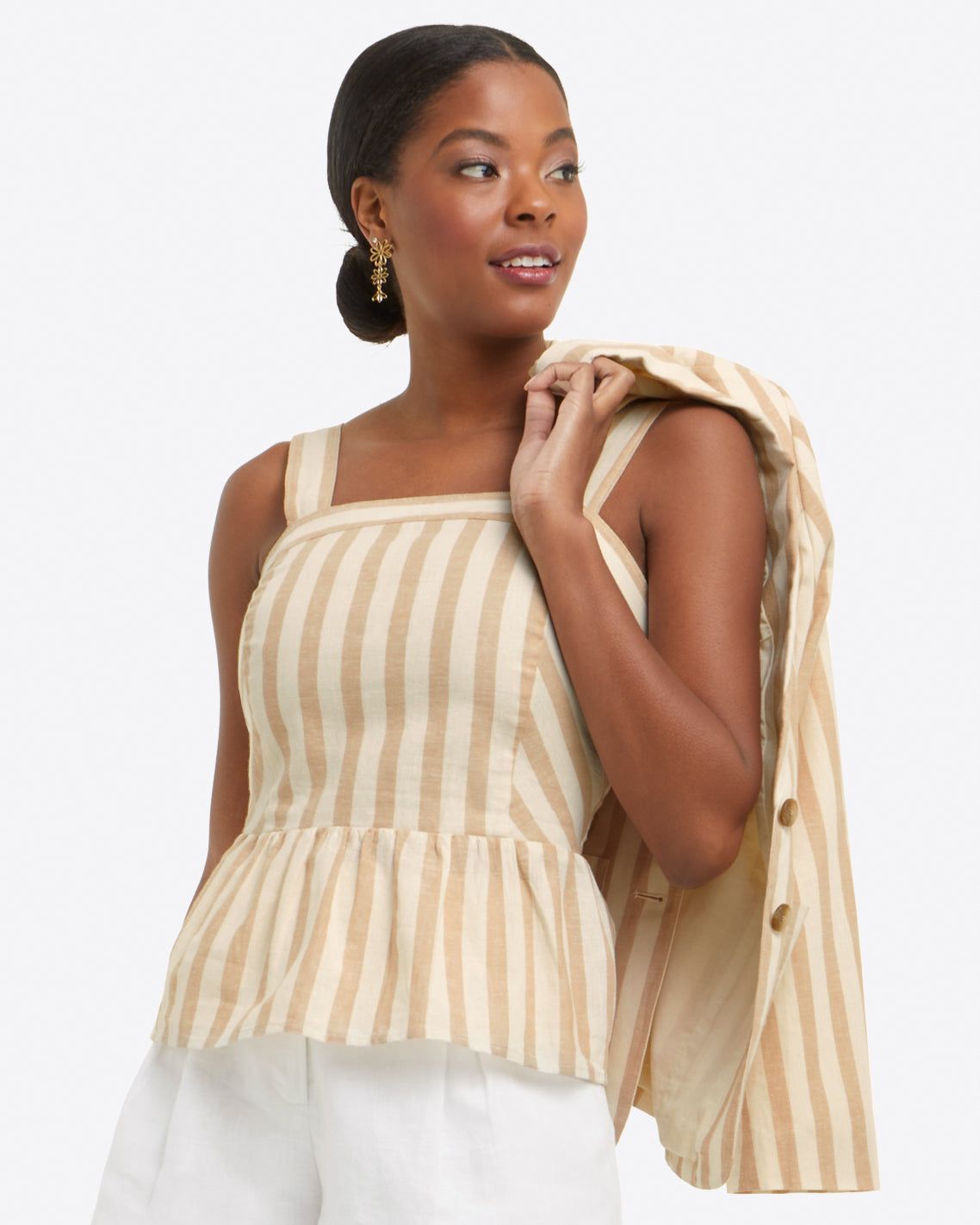 Peplum Top in Awning Stripe sold by Draper James