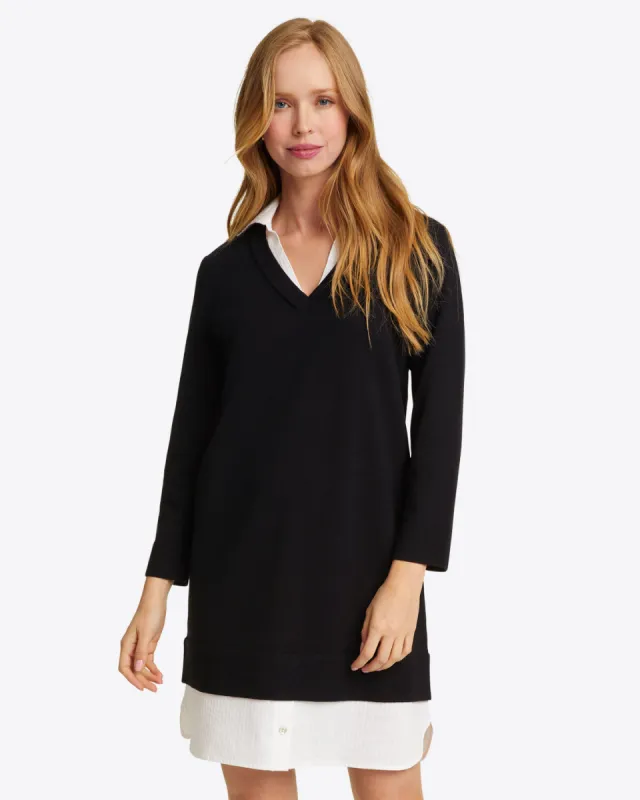 Wool and Cotton Combo Sweaterdress in Black sold by Draper James
