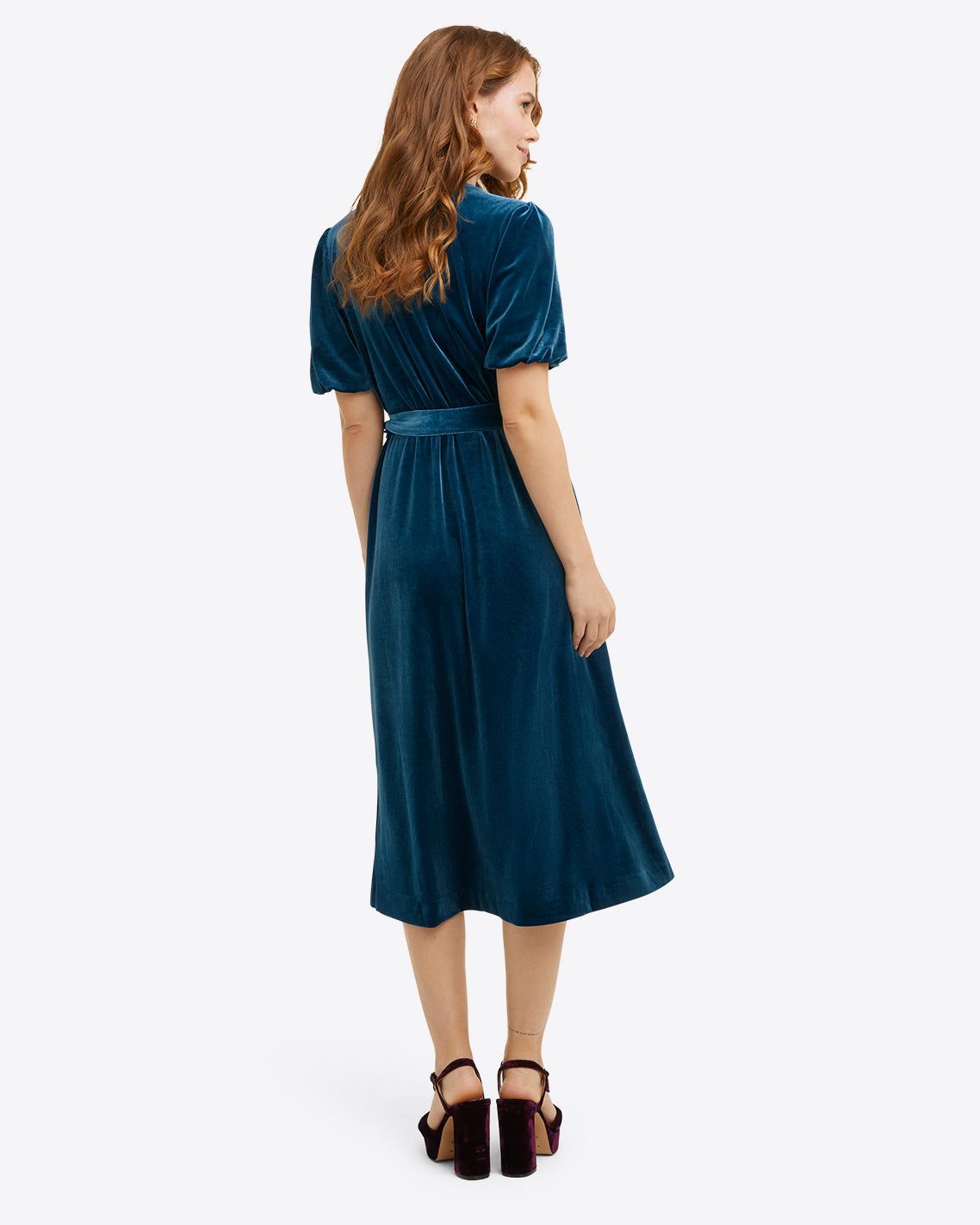 Miranda Wrap Dress in Blue Velvet sold by Draper James product image thumbnail 3
