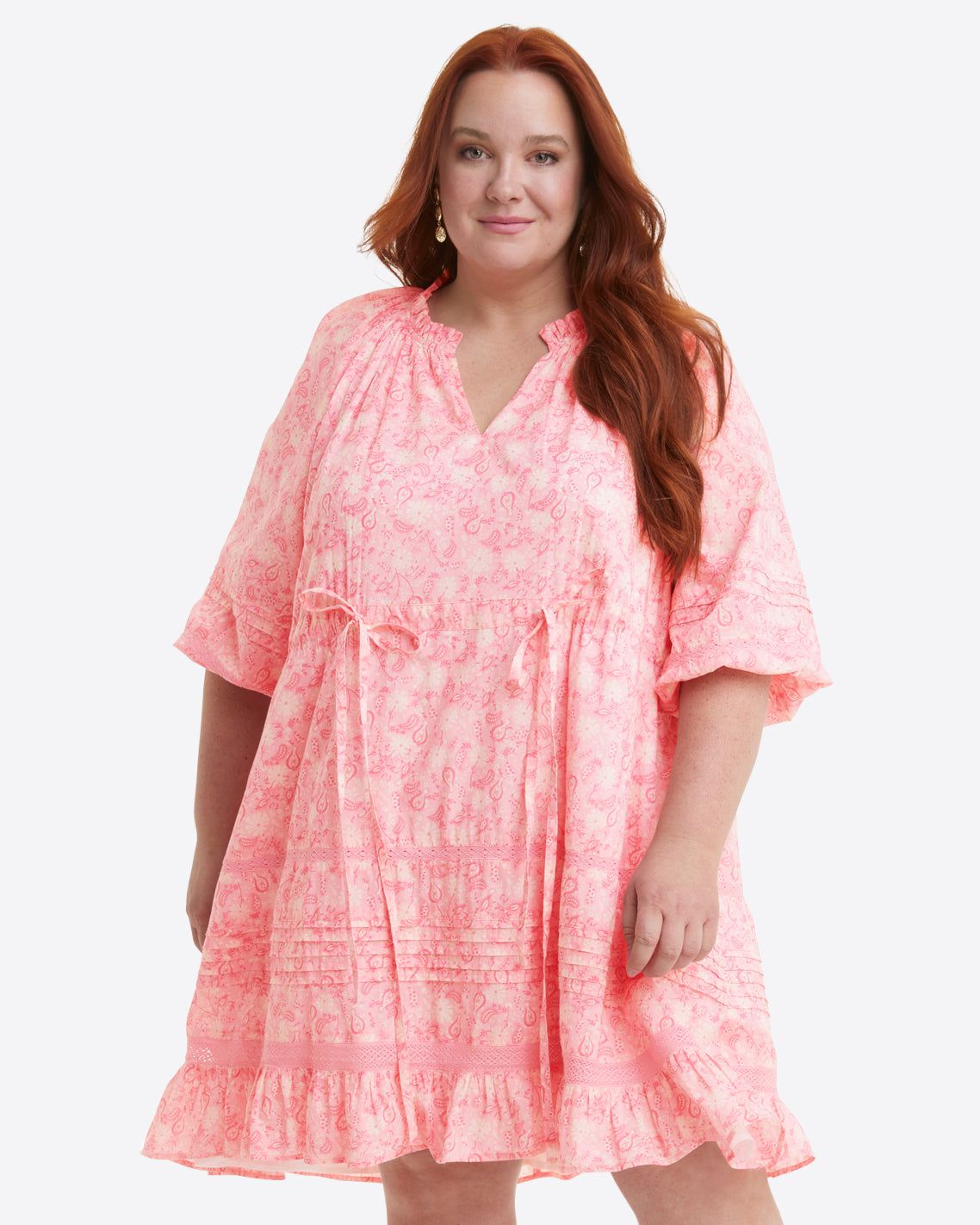 Kellie Babydoll Dress in Pink Paisley sold by Draper James