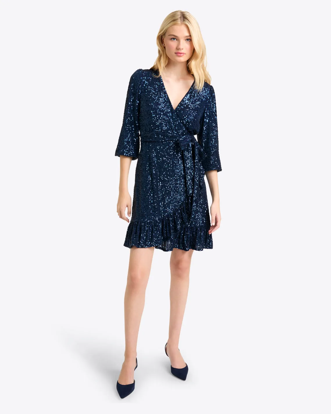 Reba Wrap Dress in Sequins sold by Draper James product image thumbnail 4