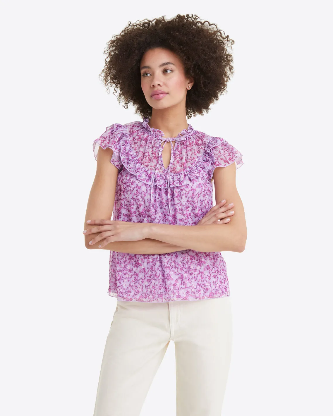 Raelynn Top in Lilac Floral sold by Draper James product image thumbnail 5
