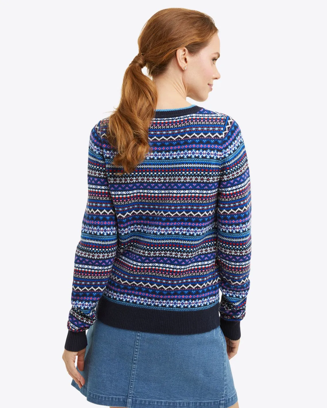 Fairisle Crewneck Sweater in Blue Multi sold by Draper James product image thumbnail 3