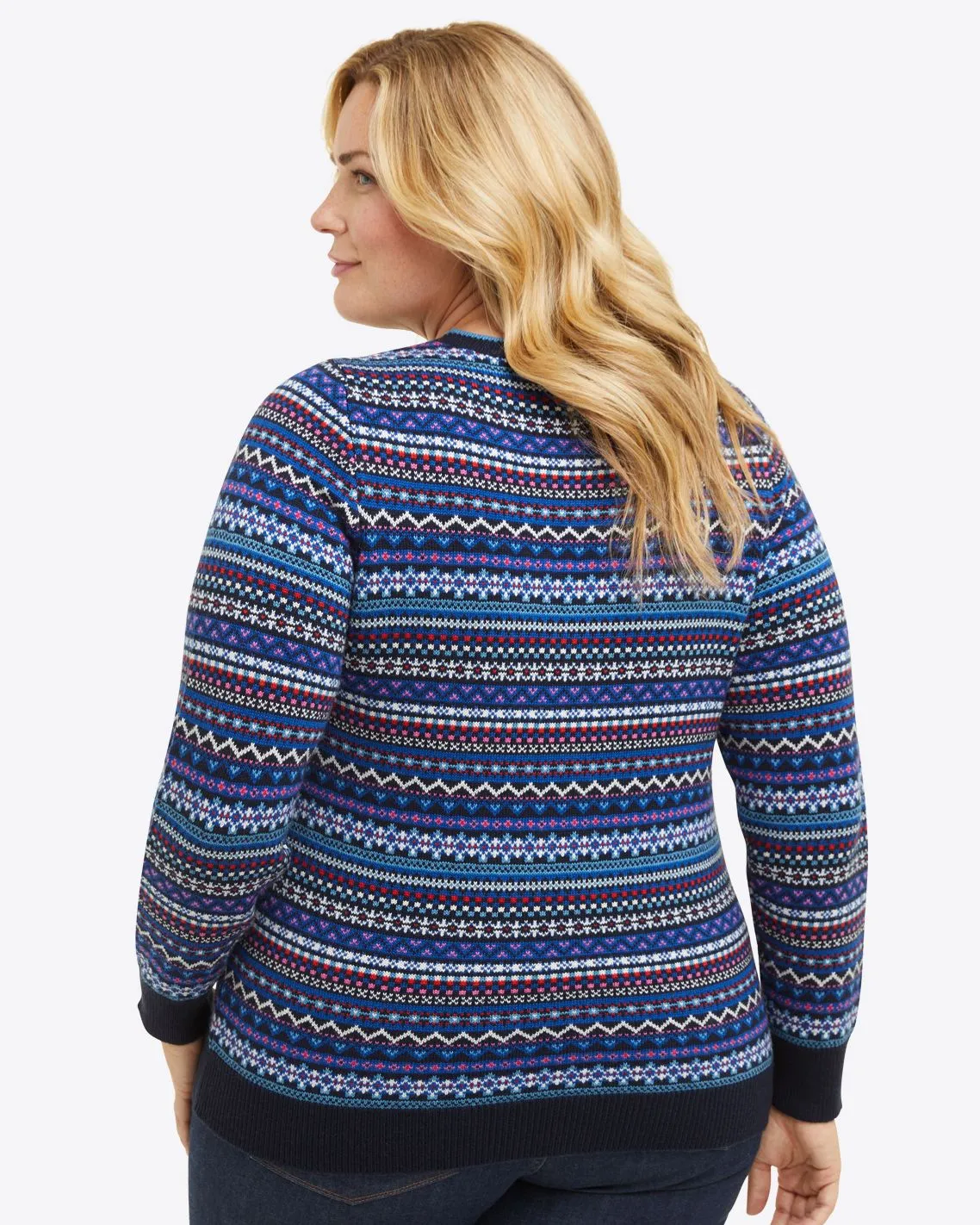Fairisle Crewneck Sweater in Blue Multi sold by Draper James product image thumbnail 5
