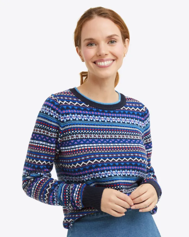 Fairisle Crewneck Sweater in Blue Multi sold by Draper James