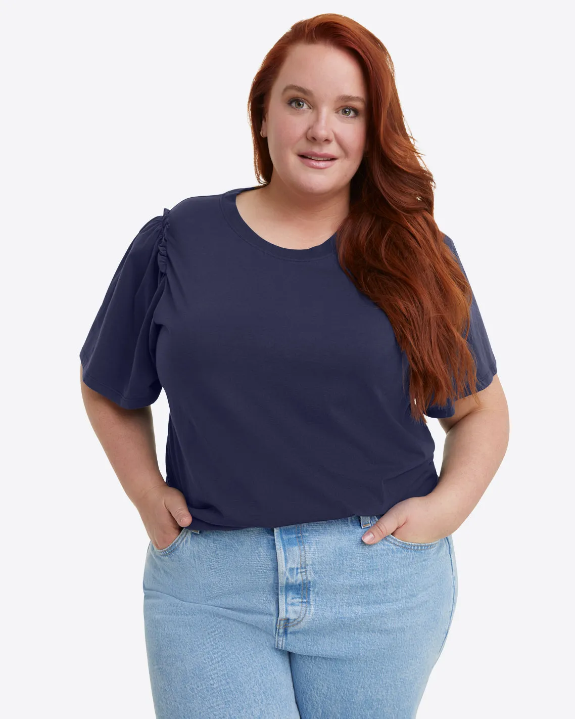 Short Sleeve Easy Knit Top in Navy sold by Draper James product image thumbnail 5