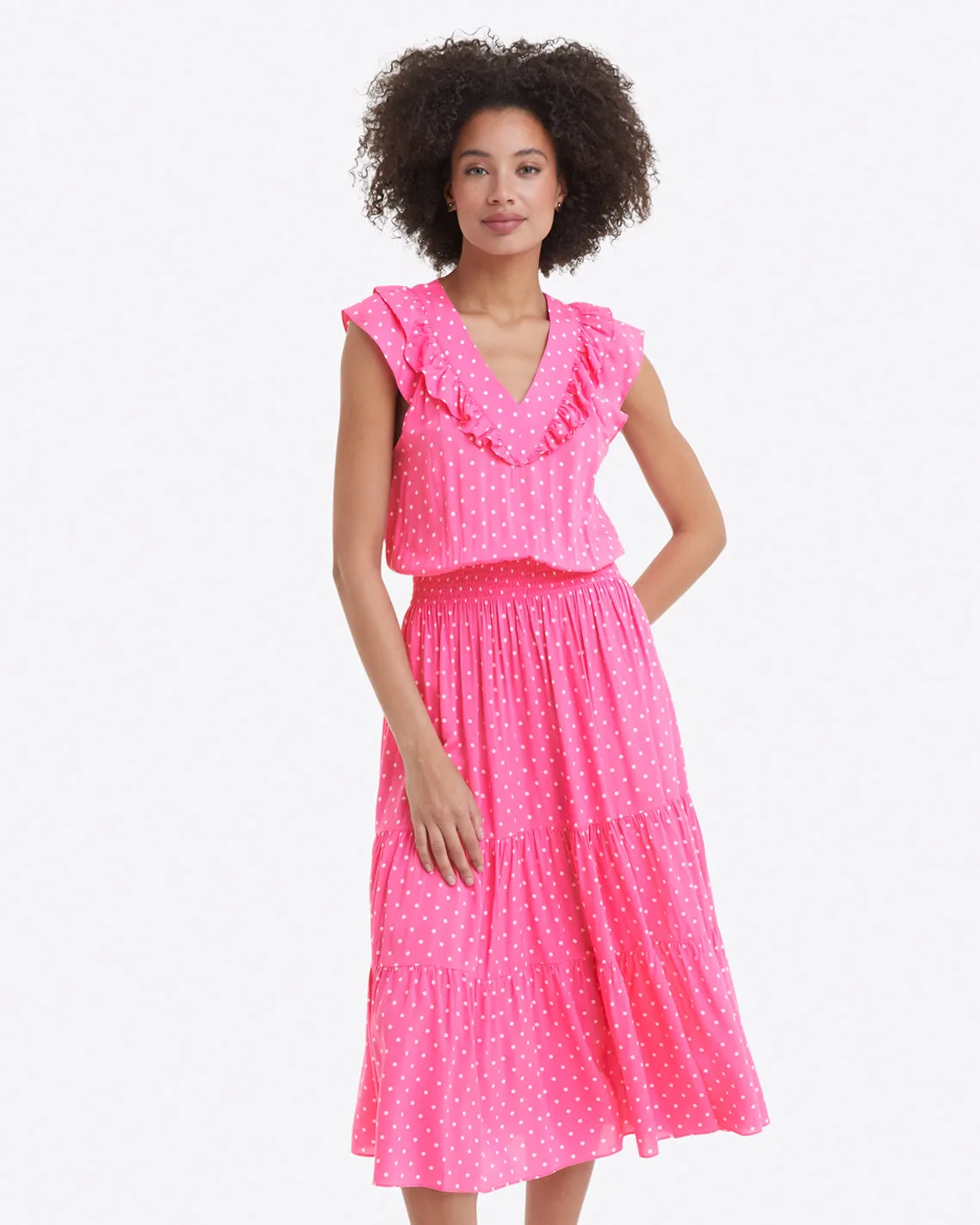 Marie Midi Dress in Polka Dots sold by Draper James product image thumbnail 3
