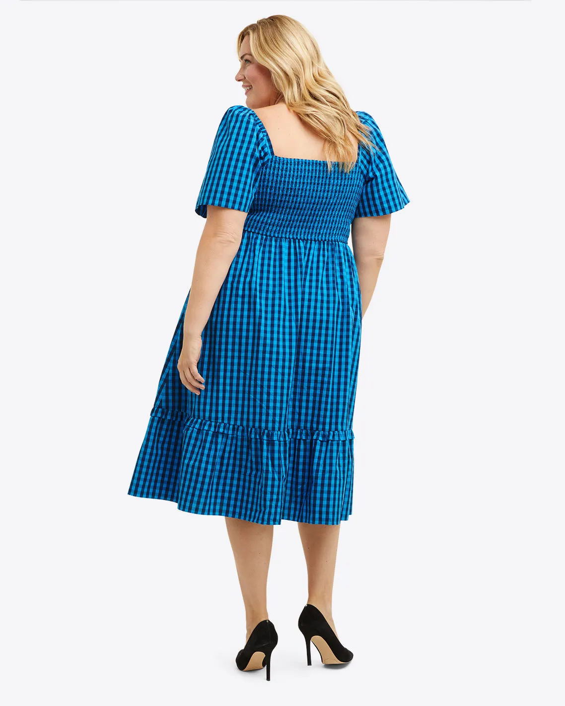 Deana Smocked Dress in Blue Gingham sold by Draper James product image thumbnail 4
