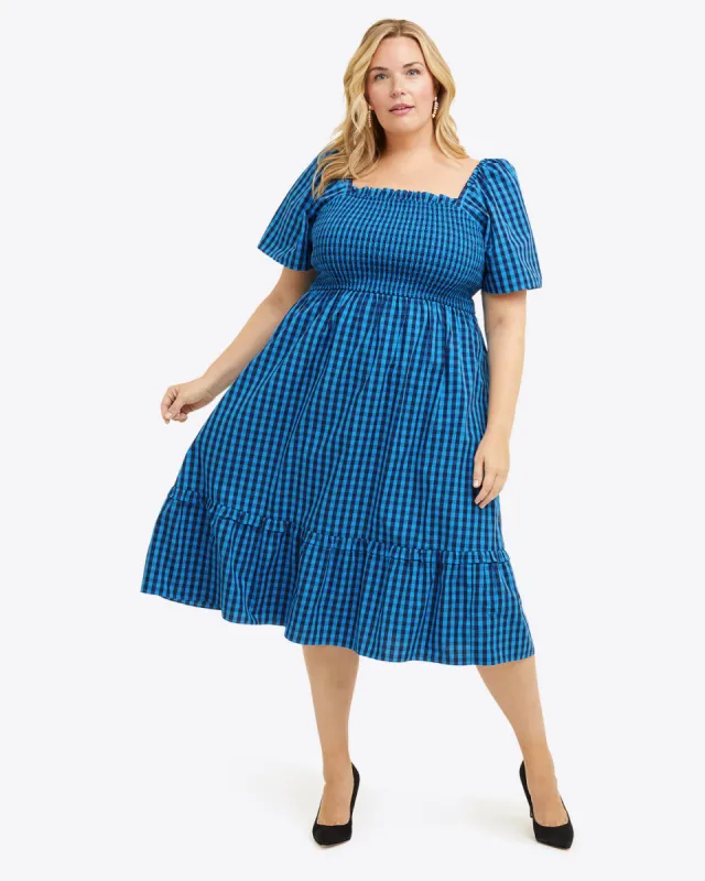 Deana Smocked Dress in Blue Gingham sold by Draper James