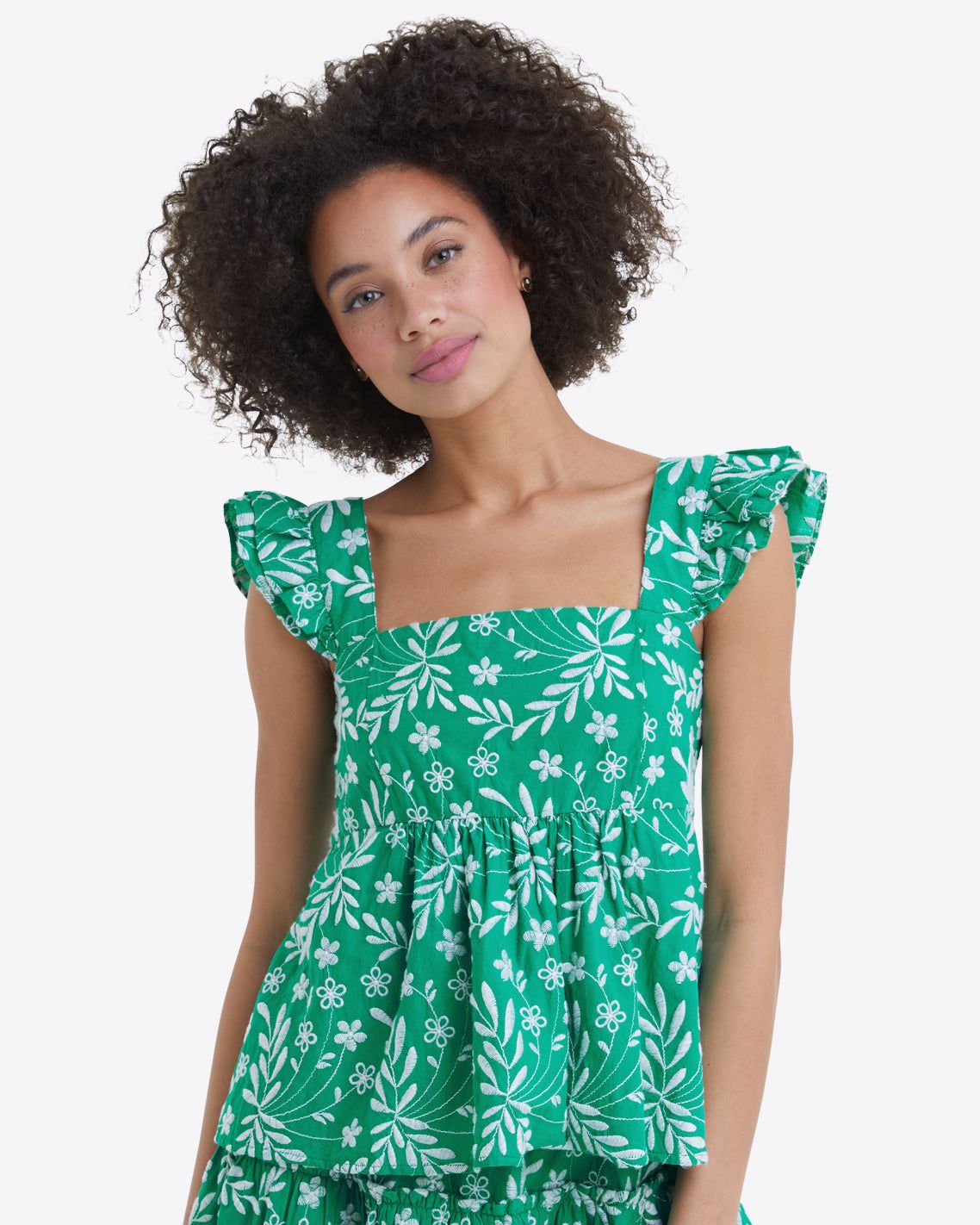 Melissa Babydoll Top in Embroidered Floral sold by Draper James