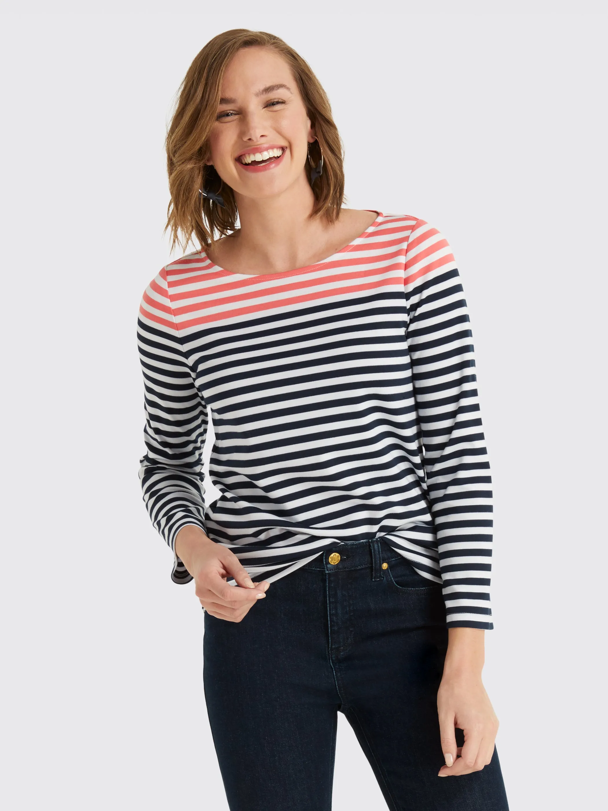 Stripe Ponte Long Sleeve Tee sold by Draper James product image thumbnail 2