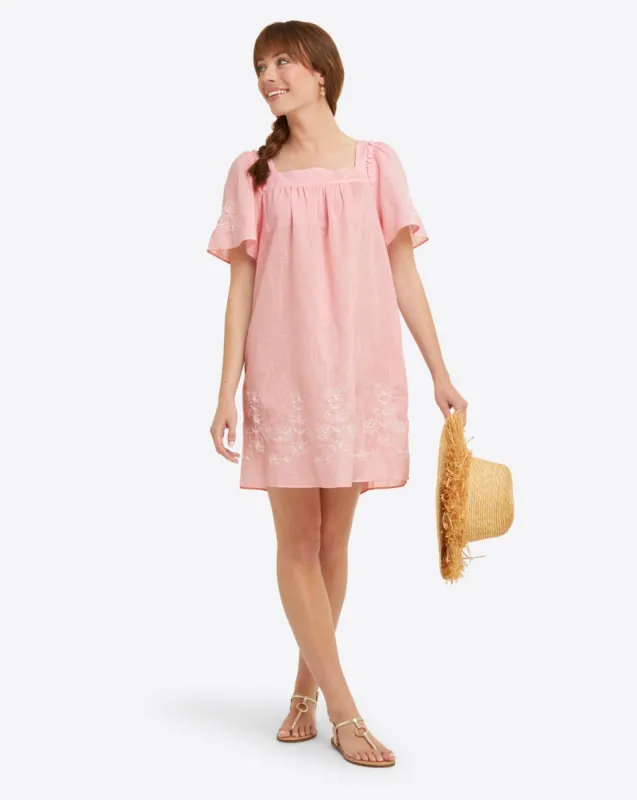 Maren Shift Dress in Pink Embroidered Floral sold by Draper James