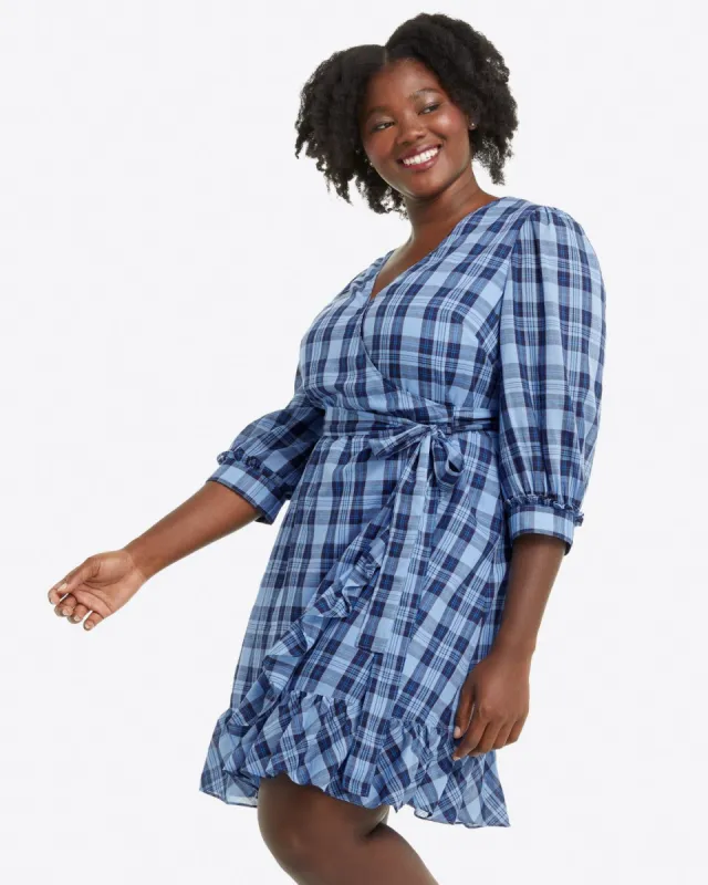 Reba Wrap Dress in Midnight Plaid sold by Draper James