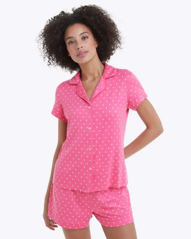Sara Pajama Set in Pink Polka Dot sold by Draper James