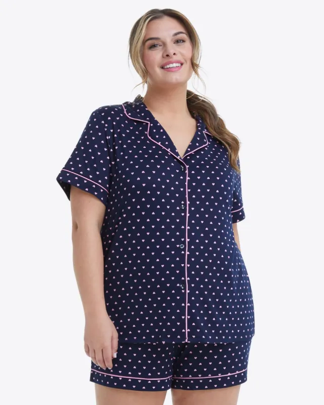 Sara Pajama Set in Navy Hearts sold by Draper James