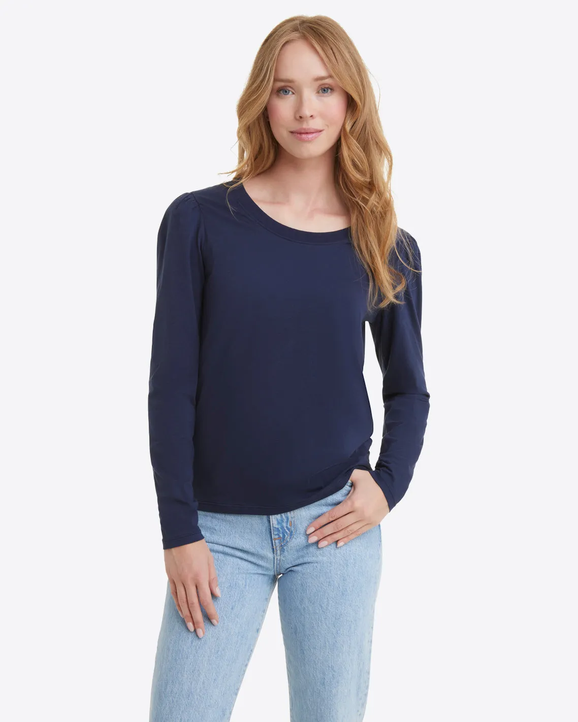 Long-Sleeve Easy Knit Top in Navy sold by Draper James product image thumbnail 4