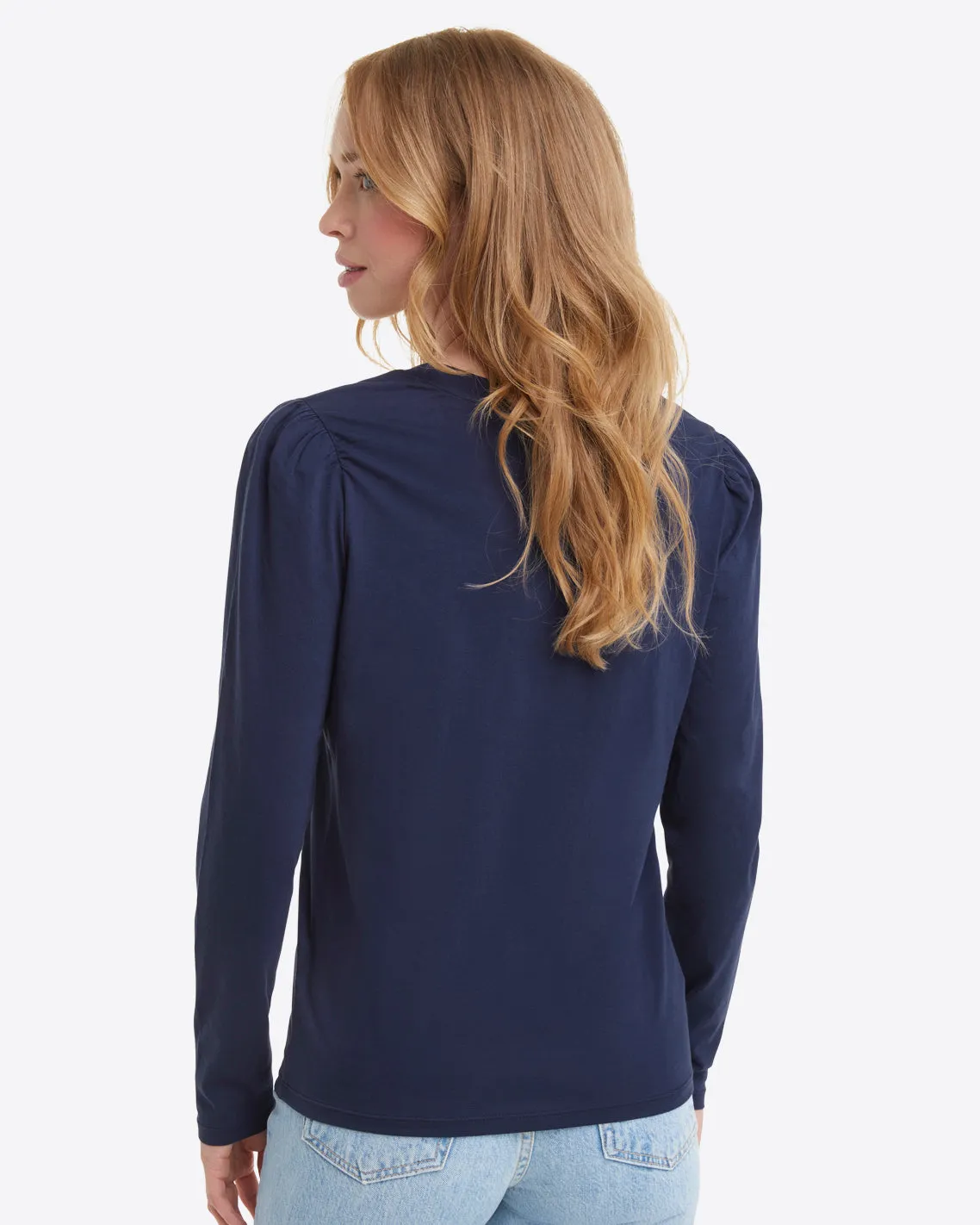 Long-Sleeve Easy Knit Top in Navy sold by Draper James product image thumbnail 3