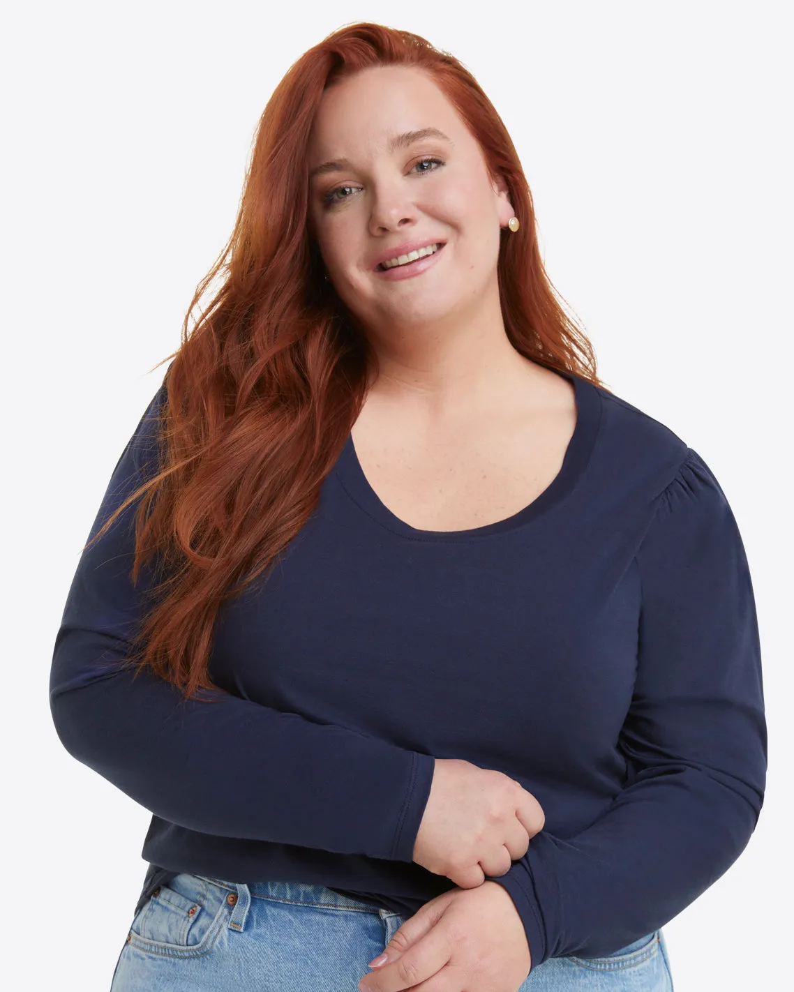 Long-Sleeve Easy Knit Top in Navy sold by Draper James product image thumbnail 5