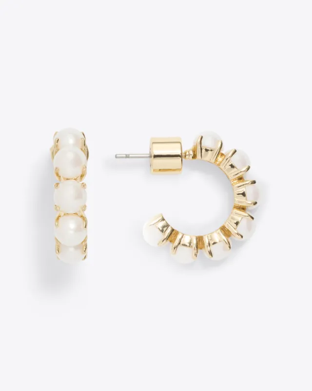 Huggie Hoops in Pearl sold by Draper James