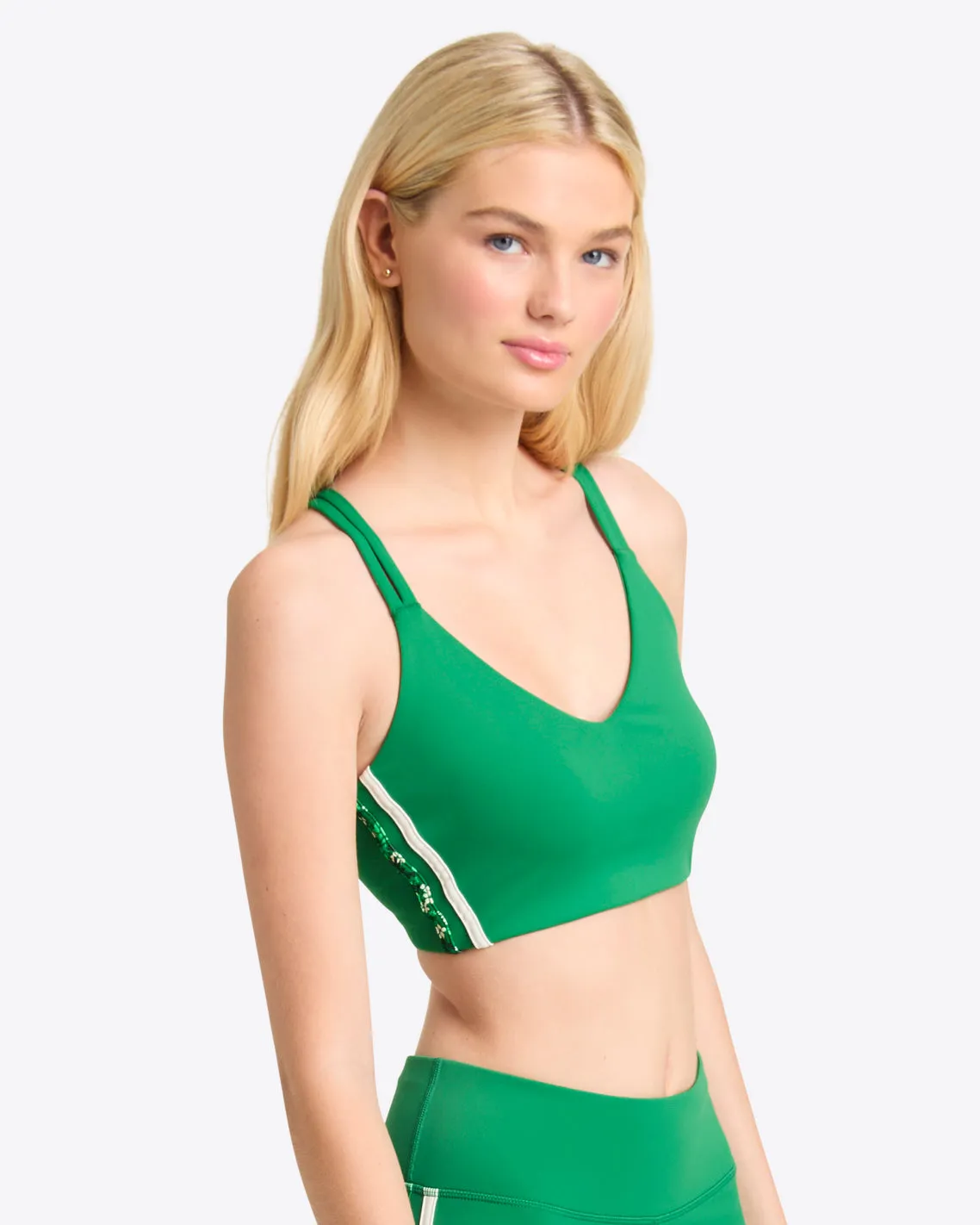 Crossback Sports Bra in Green sold by Draper James