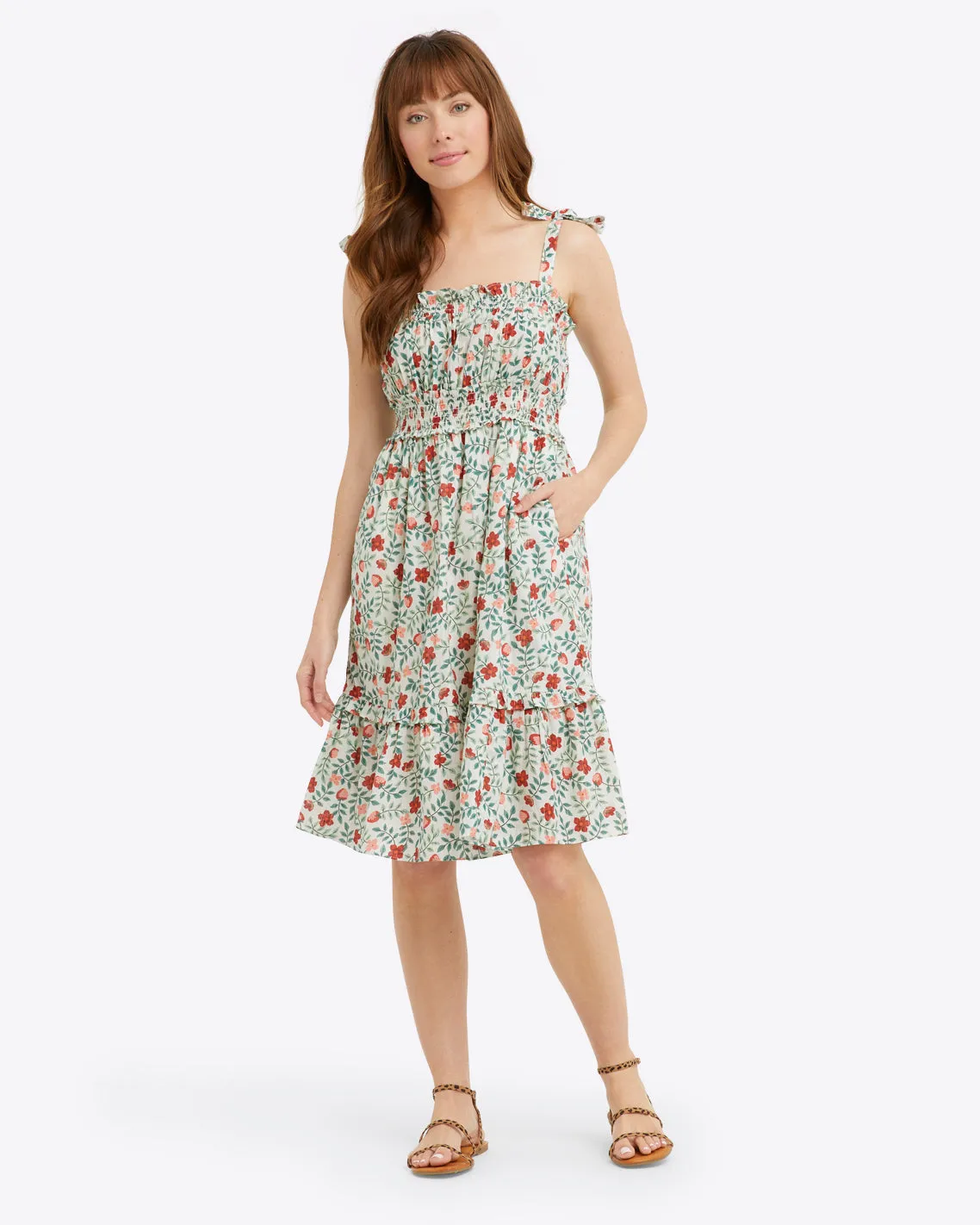 Taylor Smocked Dress in Strawberry Field sold by Draper James product image thumbnail 3