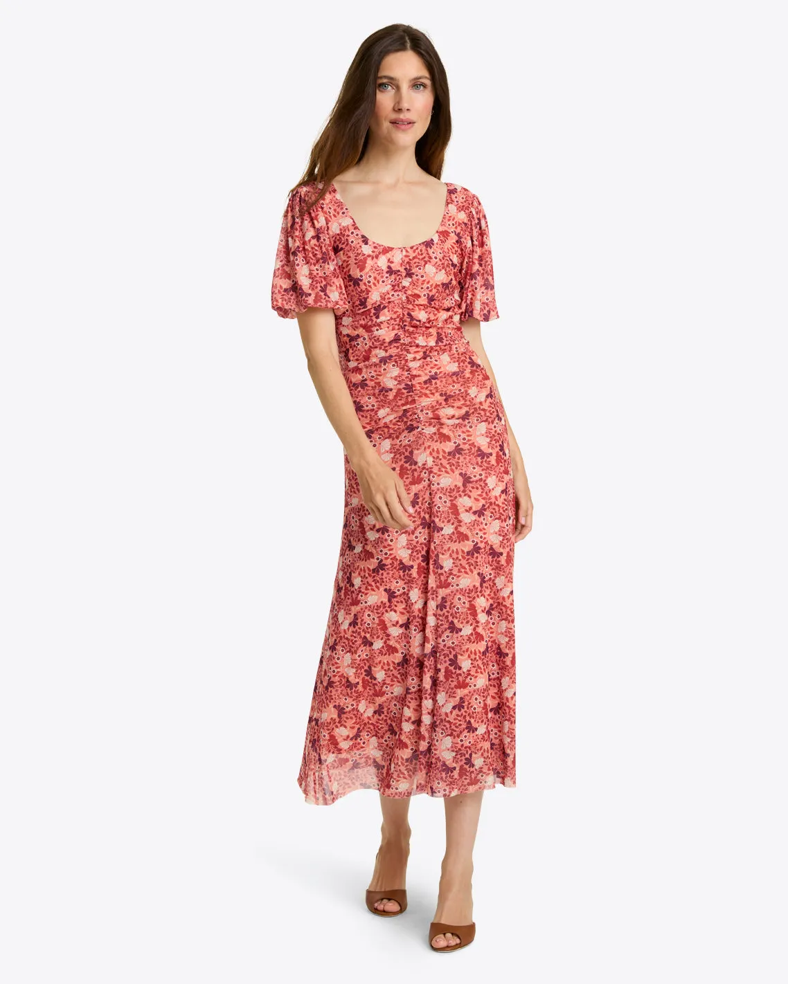 Mindy Midi Dress in Stretch Mesh sold by Draper James