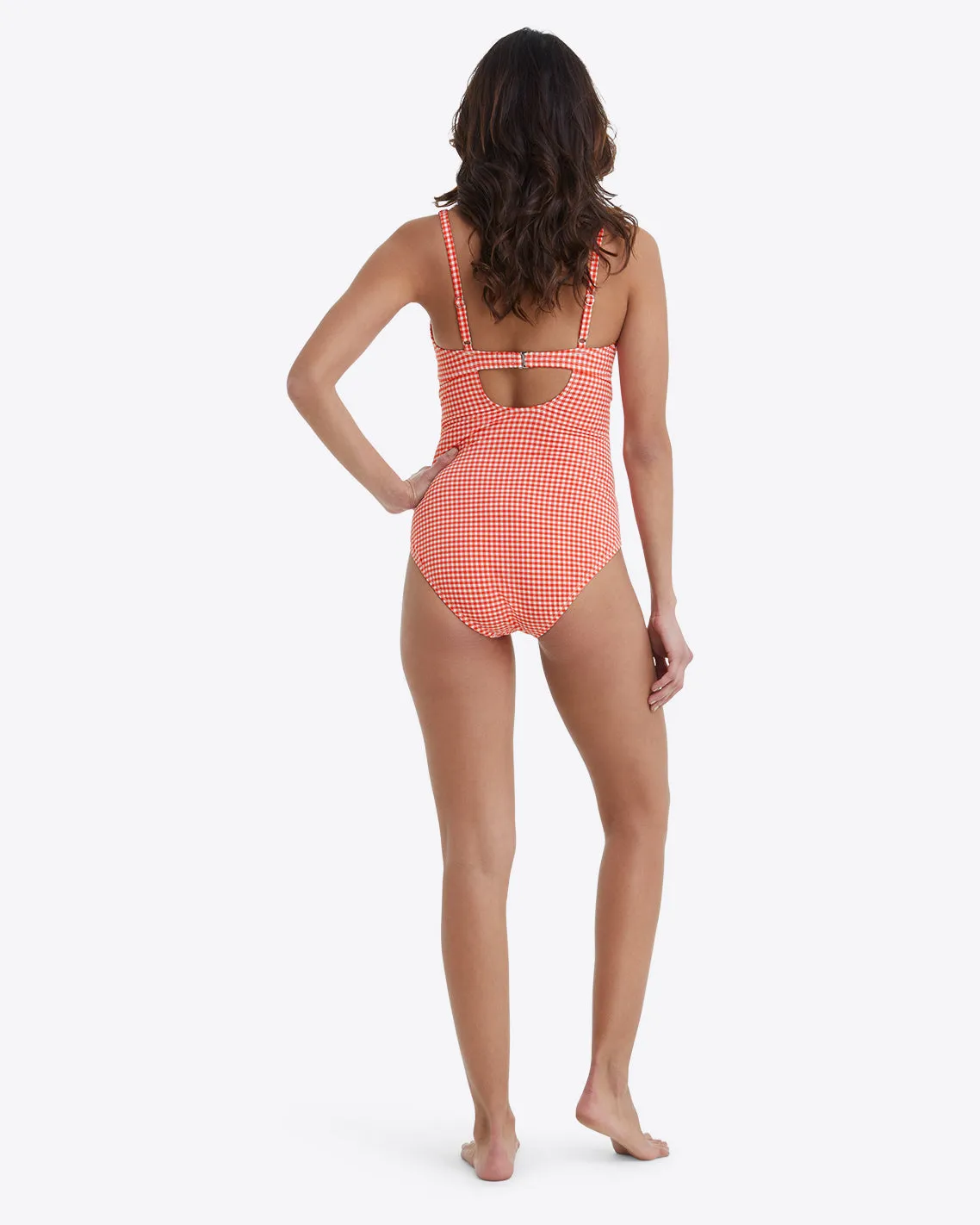 Twist Front One Piece Swimsuit in Red Gingham sold by Draper James product image thumbnail 2