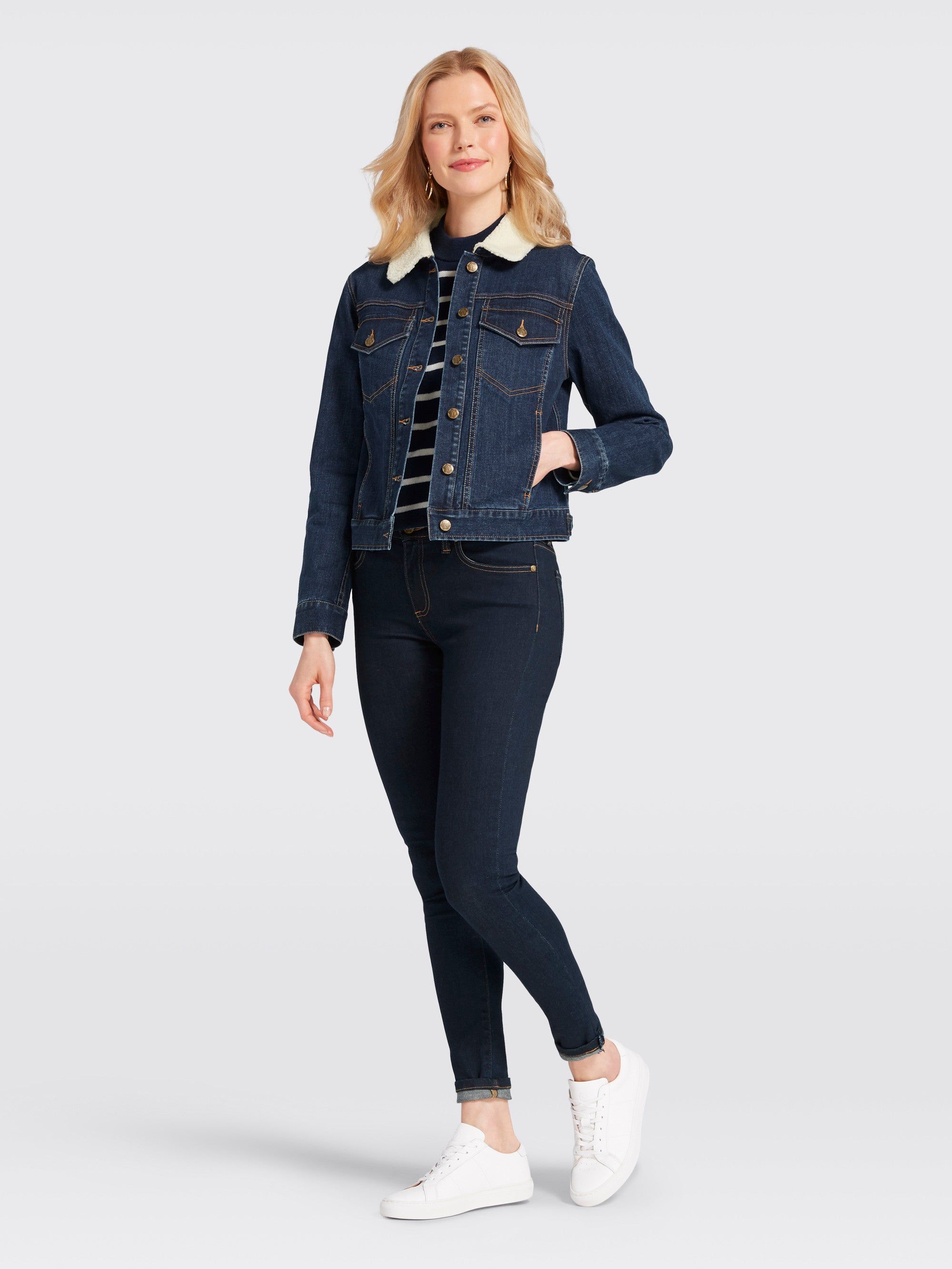 Denim Sherpa Jacket sold by Draper James product image thumbnail 4