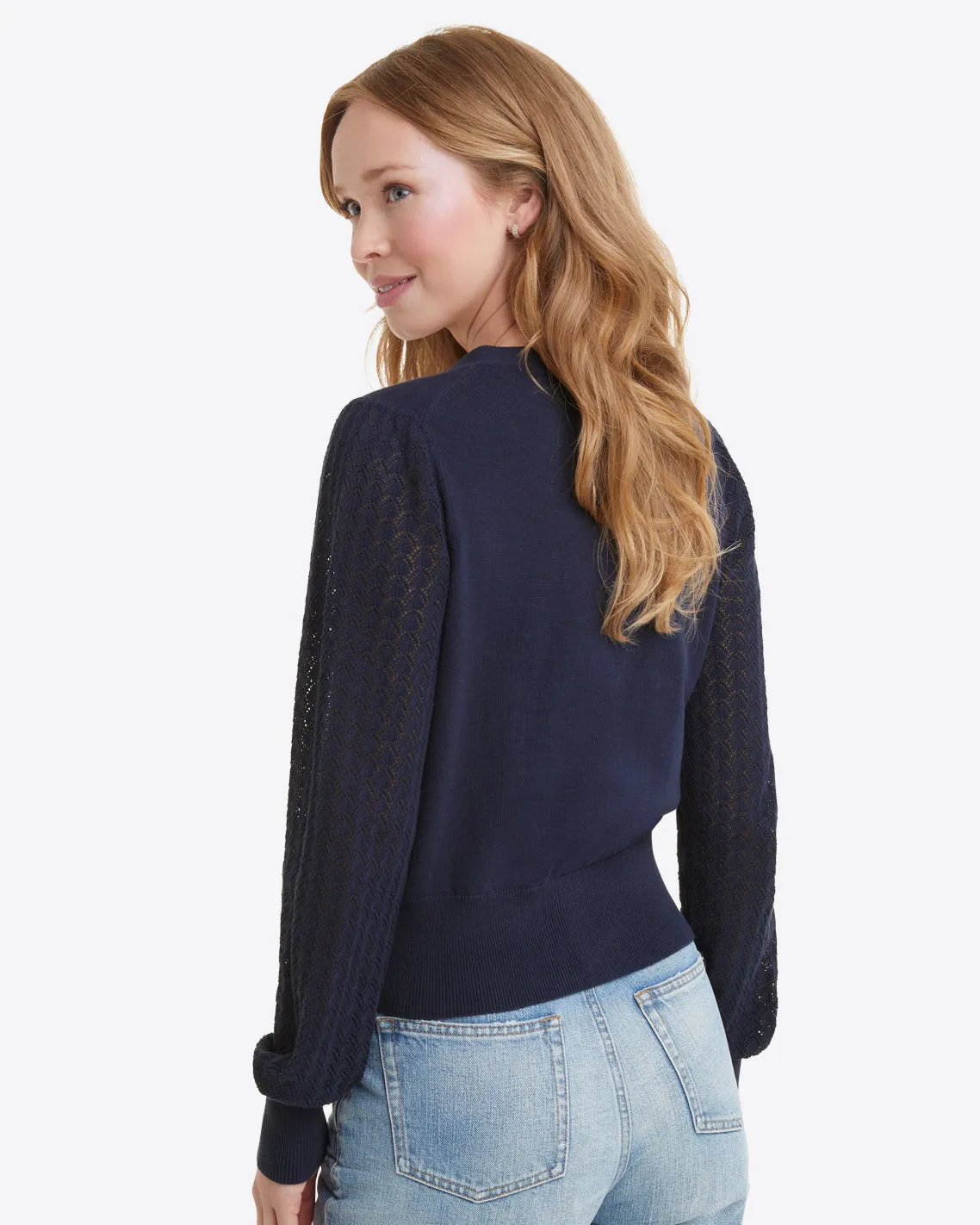 Button Front Cardigan in Navy sold by Draper James product image thumbnail 3