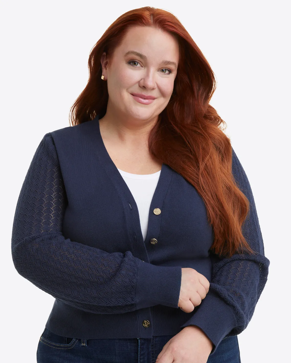 Button Front Cardigan in Navy sold by Draper James product image thumbnail 4