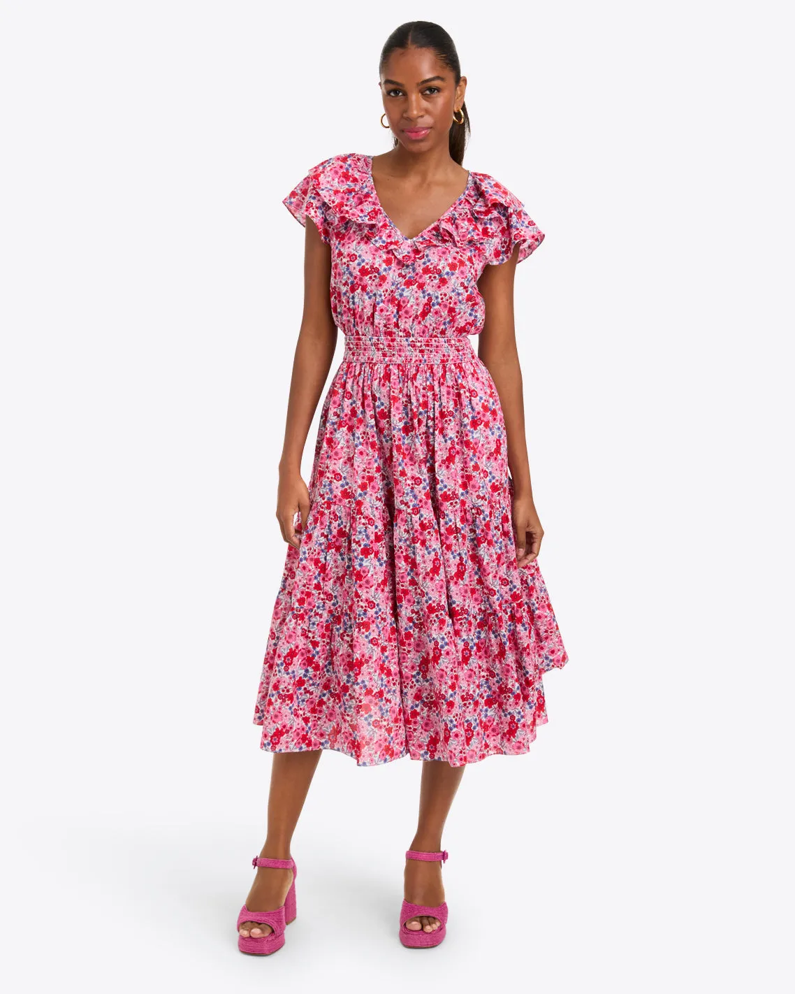 Marie Midi Dress in Cotton sold by Draper James