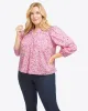 Button-Front Top in Pink Shadow Floral sold by Draper James